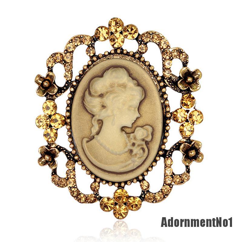 (Adornmentno1) 1pc Bros / Pin Gaya Victoria Motif Cameo Aksen Kristal Untuk Aksesoris Wanita / Pesta Pernikahan