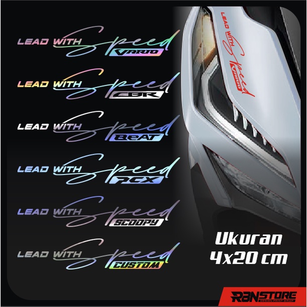 V.2 LEAD WITH SPEED STIKER VARIASI MOTOR HONDA VARIO, PCX, BEAT, CBR CUTTING STICKER SIGNATURE VERSI 2 HOLOGRAM DAN WARNA SOLID