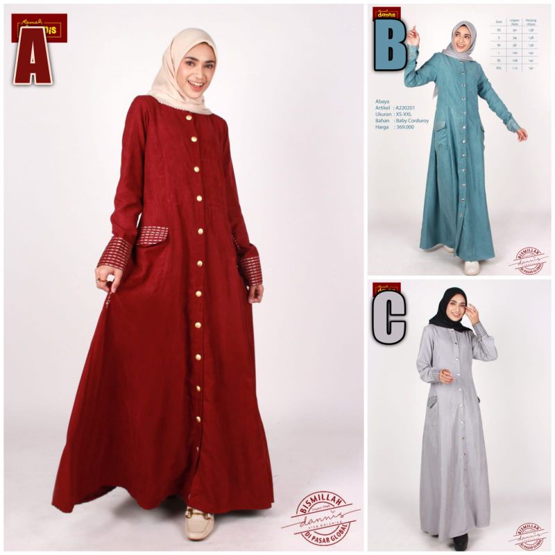GAMIS ABAYA DANNIS (UNGU, PINK, HIJAU)