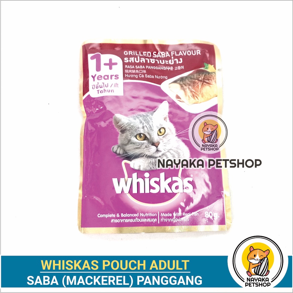 Whiskas Grilled Saba Pouch Mackerel Panggang Makanan Kucing Basah Pakan Wet Food