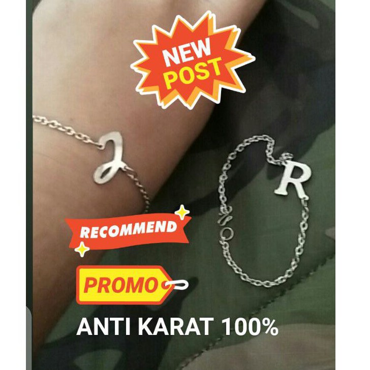 gelang titanium anti karat inisial