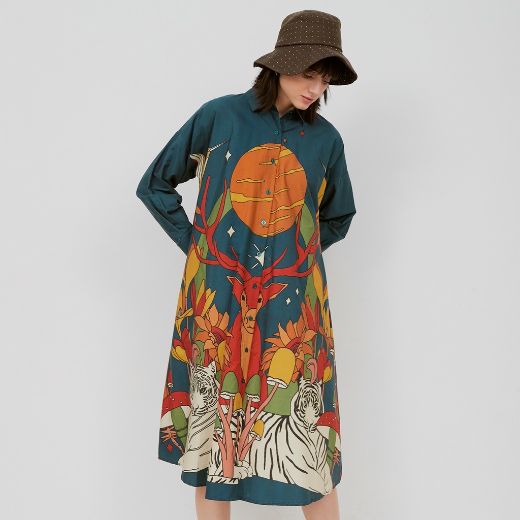 NONA Maja Dress Indigo Blue - Midi Dress