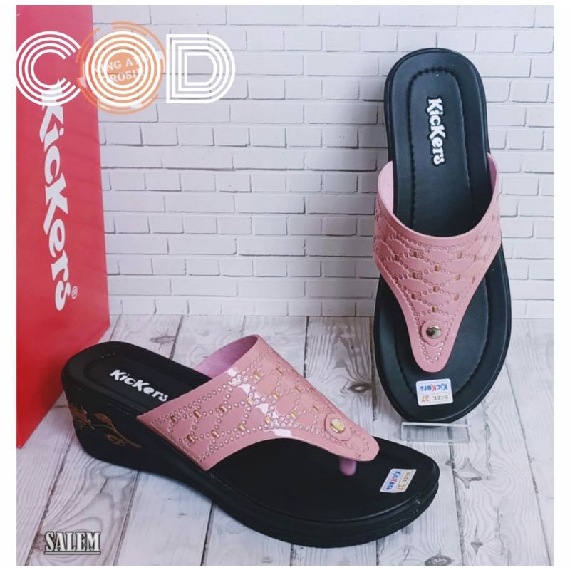 (COD) SANDAL JEPIT WEDGES WANITA KICKERS TERBARU SENDAL WEDJES CASUAL KASUAL JAPIT JEPIT