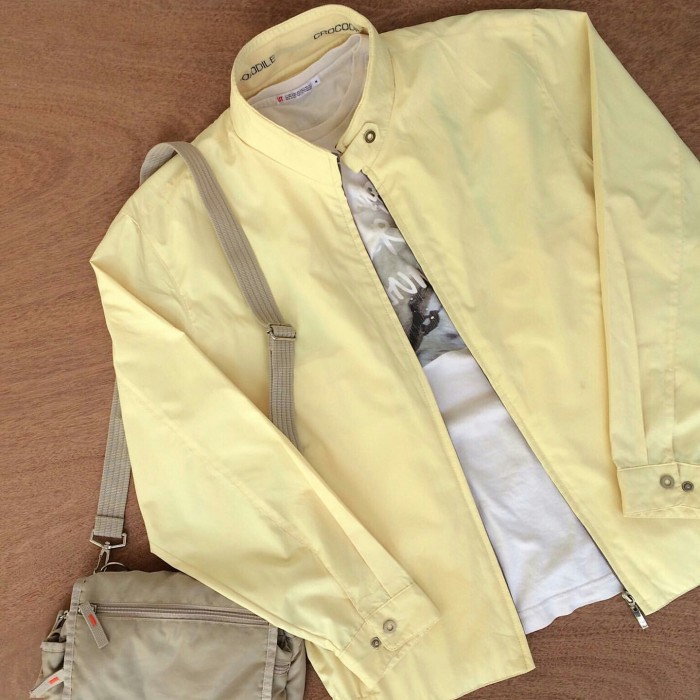 Jaket Casual Pria Original CROCODILE Kuning Pastel Preloved Second Bekas