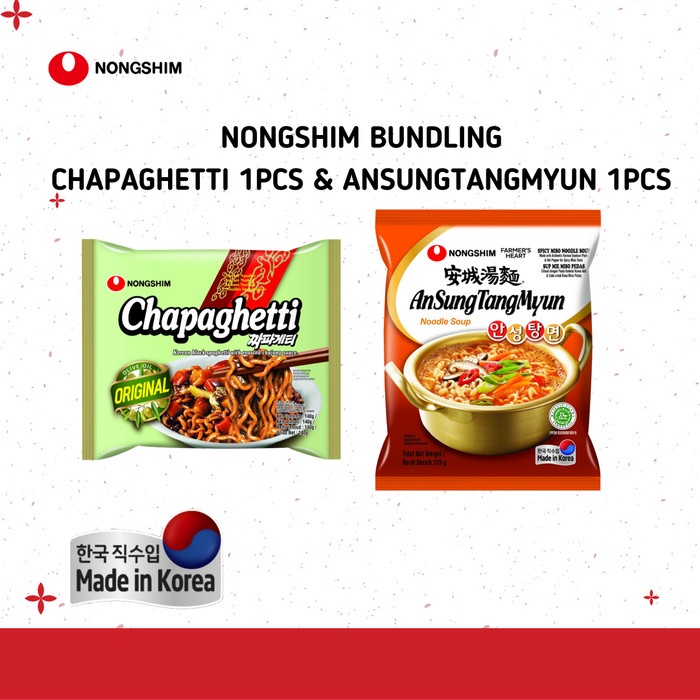 

impor-mie- nongshim bundling chapaghetti & ansungtangmyun -mie-impor.