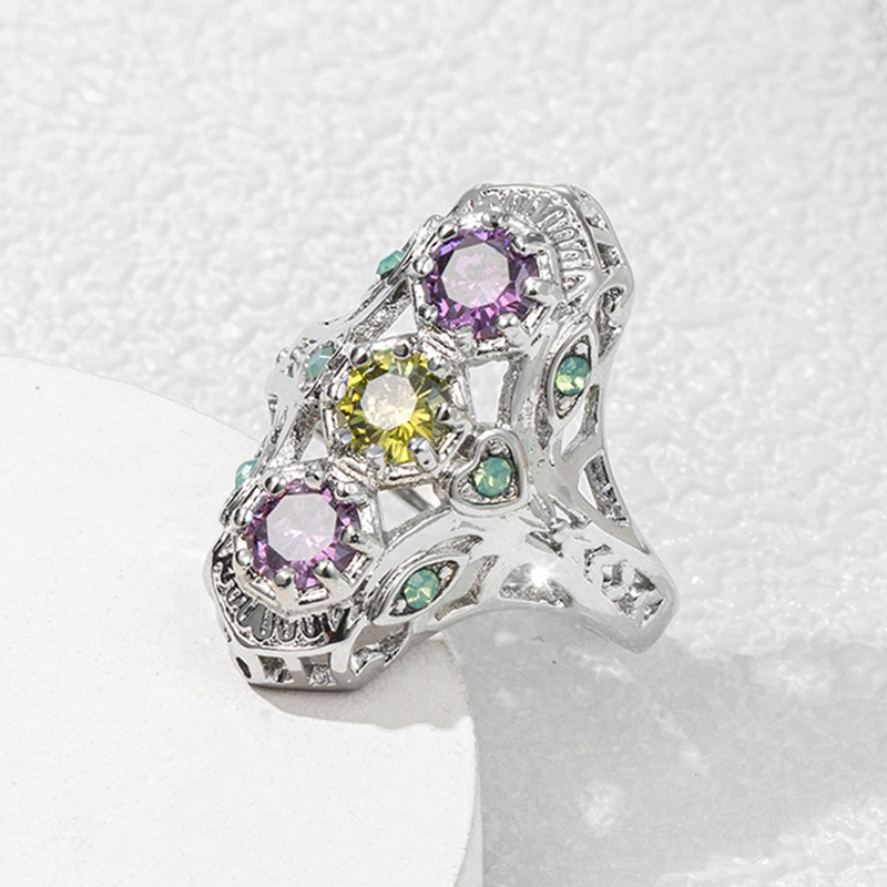 Cincin Zircon Inlaid Bahan Tembaga Untuk Pria / Wanita