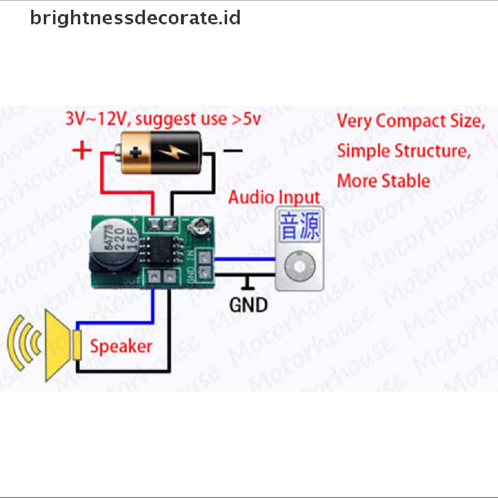 Modul power amplifier audio mini Mikro DC 3V ~ 12V 5V 6V LM386 750mW