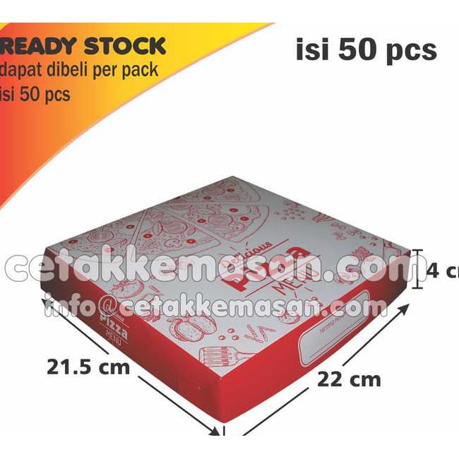 

2I4Y Dus Box Kemasan Pizza Uk 22X21.5X4 Cm Cetak 1 Warna 1 Pack Isi 50 Pcs Mybz
