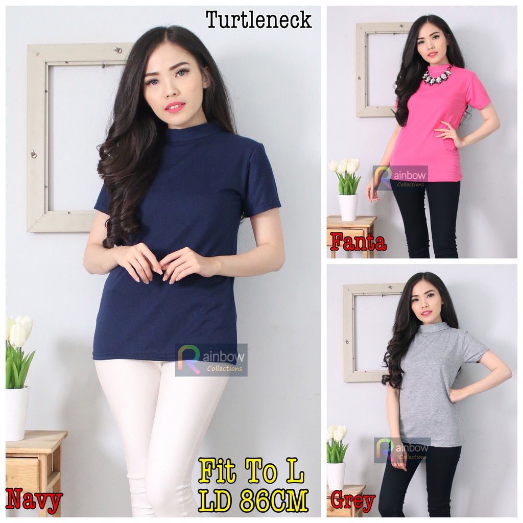 TURTLENECK WARNA LENGAN PENDEK/ATASAN WANITA/BAJU KEKINIAN /BLOUSE /BAJU MURAH