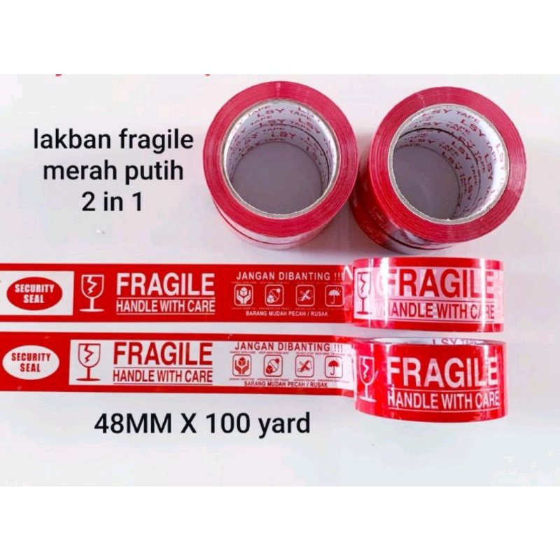 

Lakban fragile merah putih 2in1 100 yard