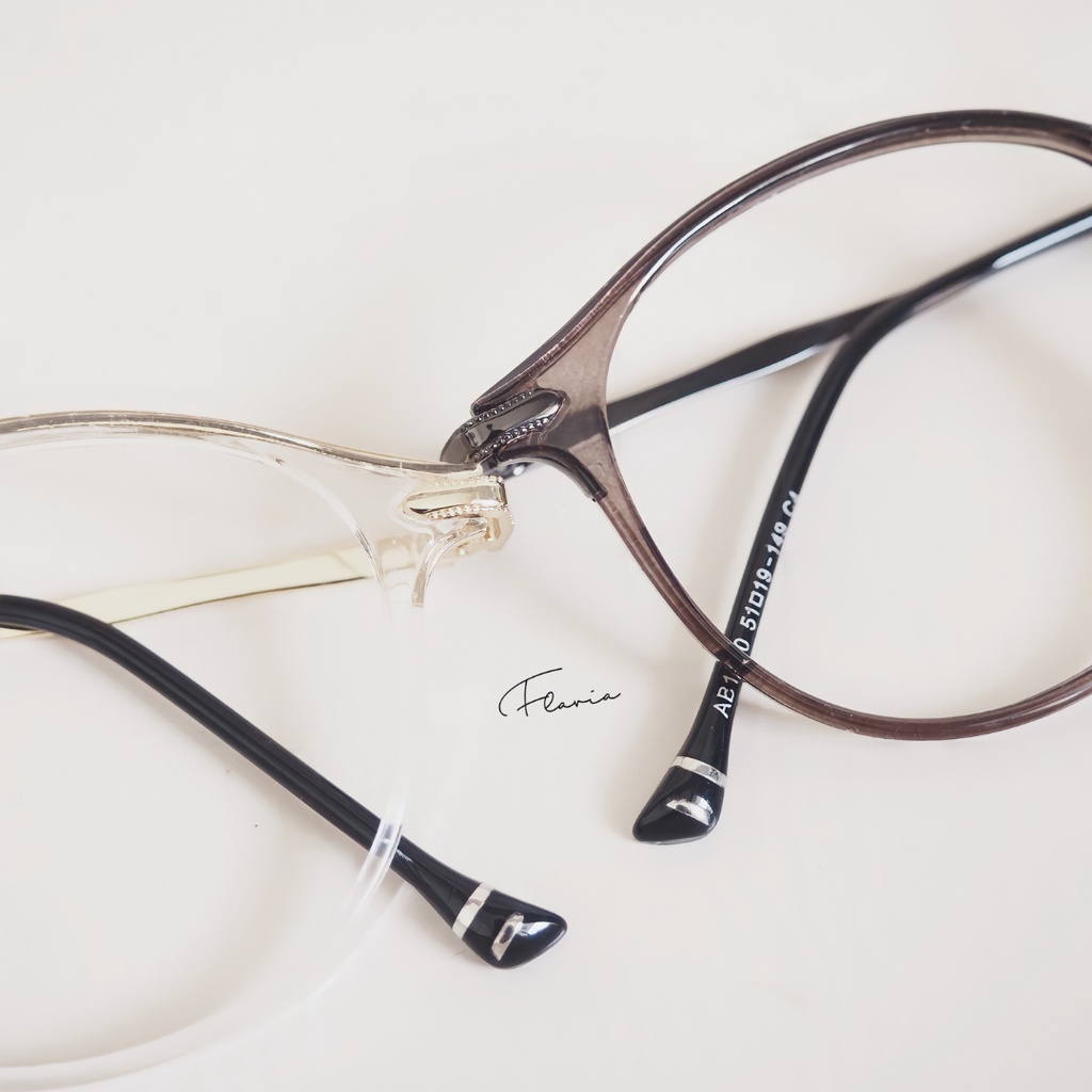 Flavia Eyewear - Kacamata Karina Round Acetat (custom minus, photochromic, blueray, bluechromic dan photobrown)