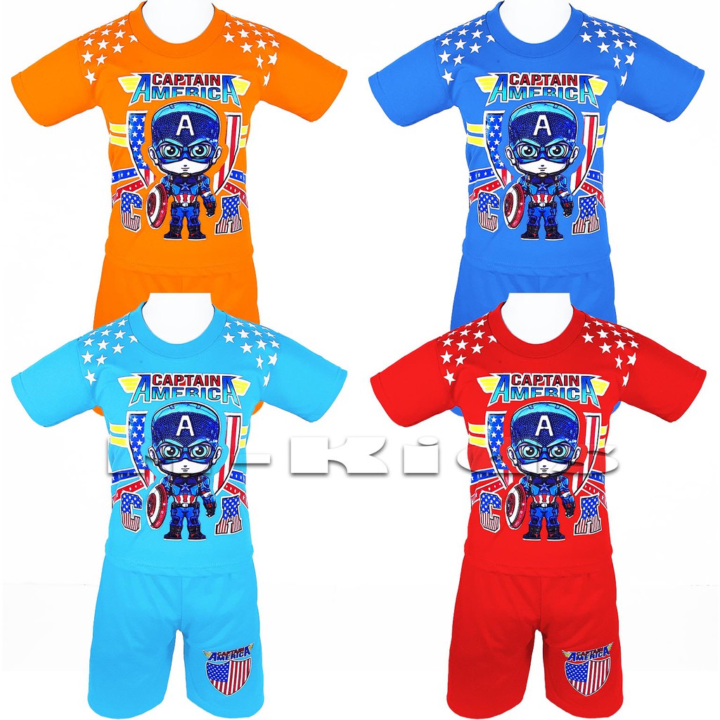 MKids88 - Baju Setelan Anak Laki-Laki Mata Nyala Lampu LED Superhero CAPTAIN AMERICA KAPTEN AMERIKA