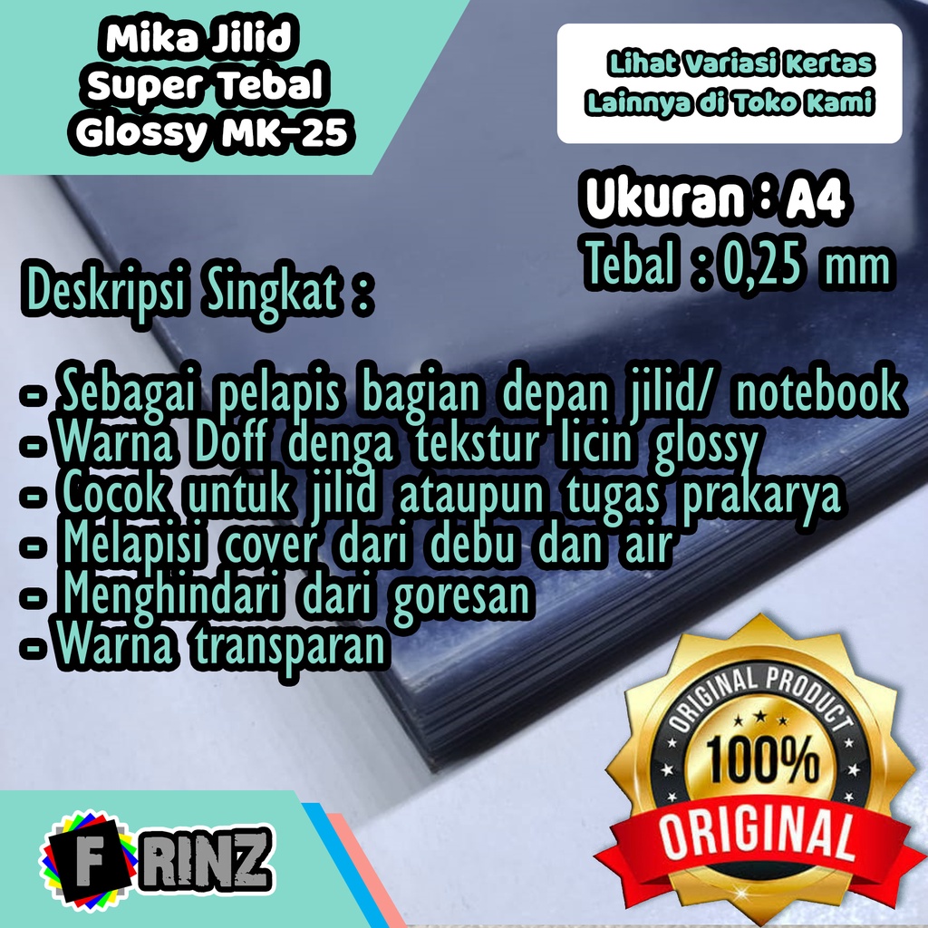 

Plastik Mika Jilid Super Tebal A4 A5 Glossy Transparant MK - 25 Mika Film 0,25 mm