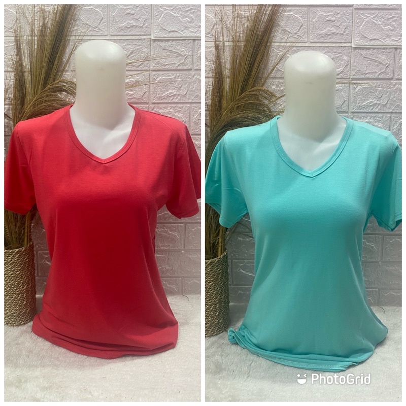 Kaos Wanita V Neck Polos Pendek Kaos Polos V neck Wanita L XL XXL Varian 2