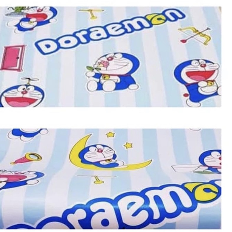 WALLPAPER STIKER DINDING MOTIF DORAEMON SALUR BIRU MUDA