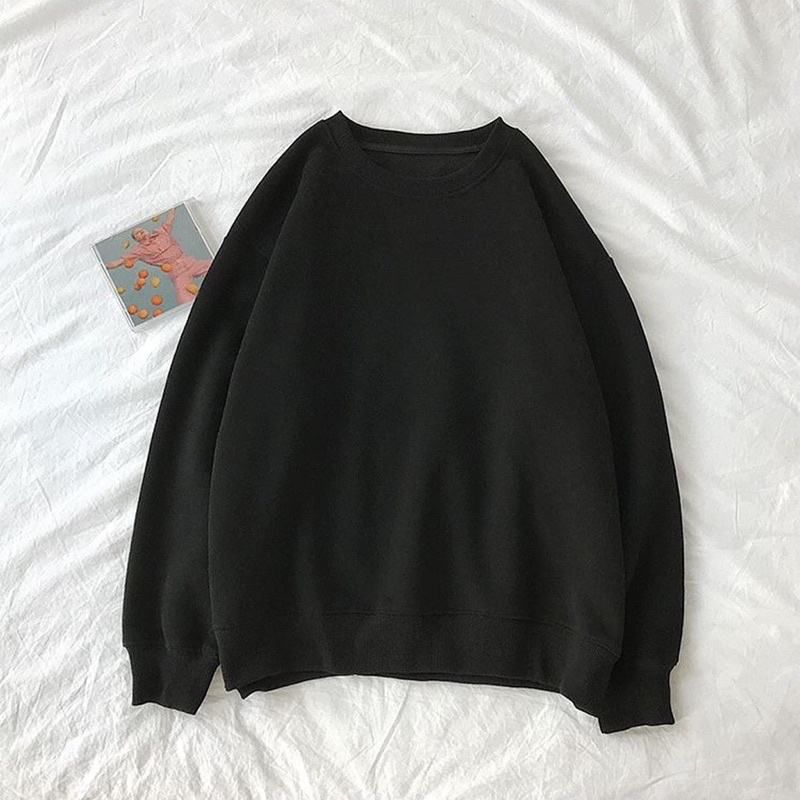 Sweater Polos Hitam | Crewneck Hitam UNISEX Untuk Pria Wanita