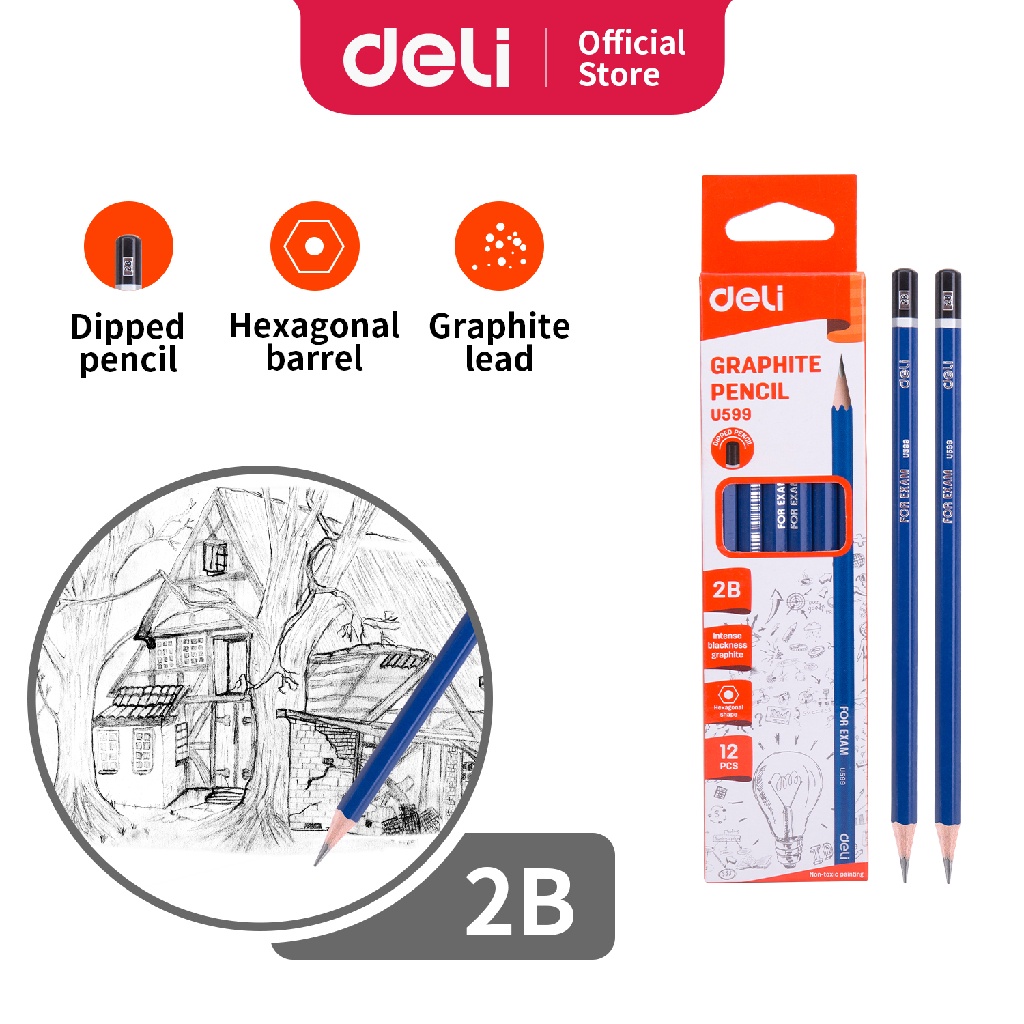 

DELI Pensil Kayu 2B Graphite Pencil CU59900
