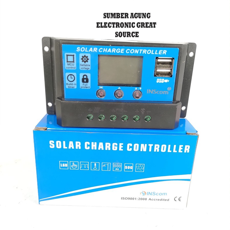 Controller Solar Panel 10A Inscom 20CL TX208 Dus Biru Kontrol Kontrole