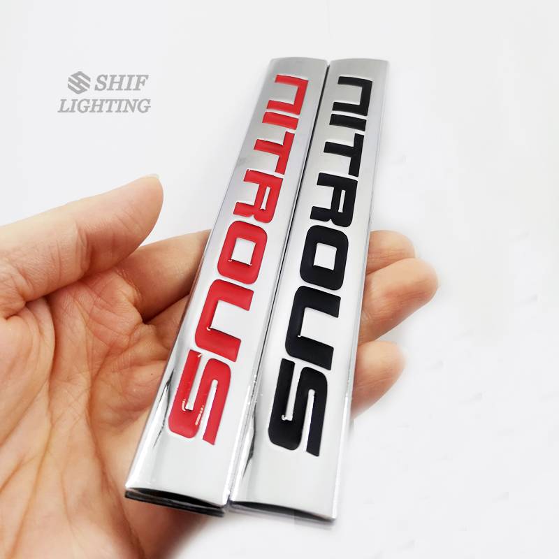 1pc Stiker Emblem Nitrous Bahan Metal Untuk Fender Samping Mobil Nitrous