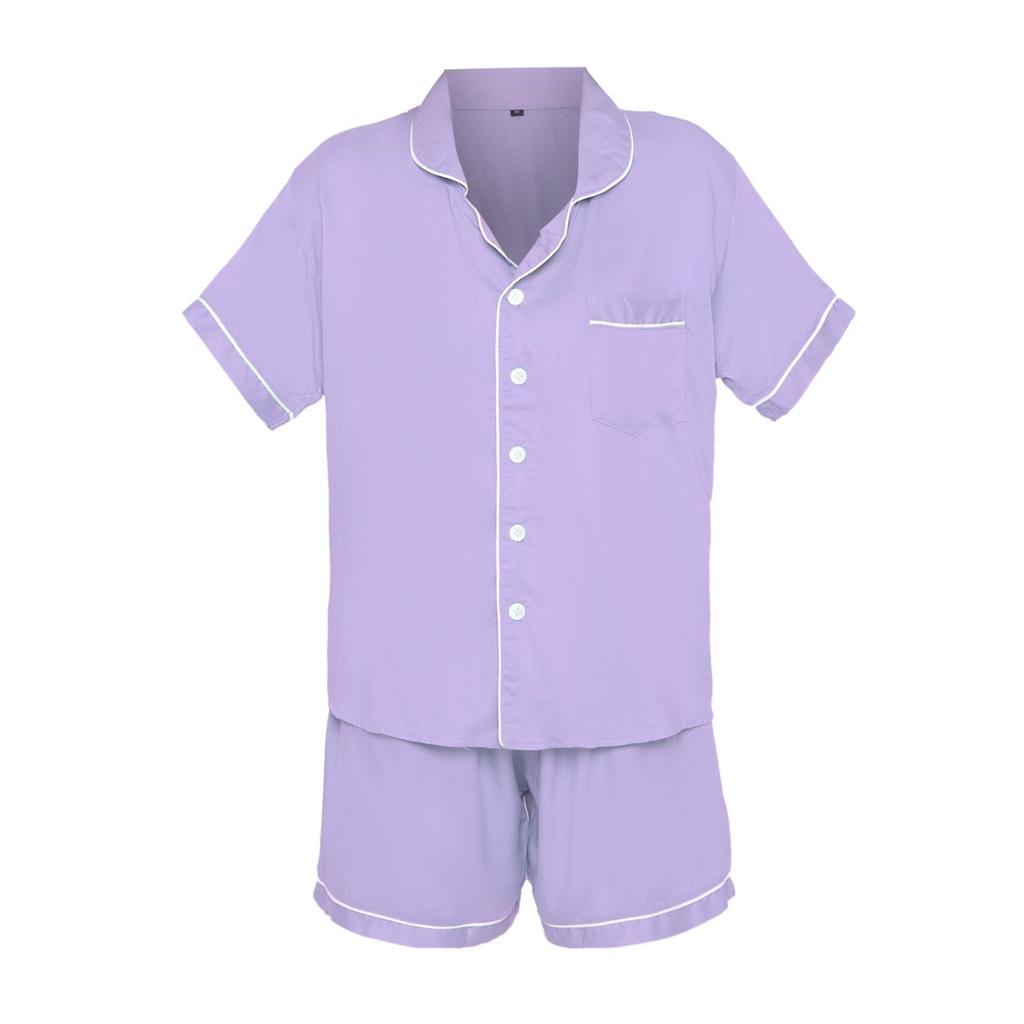 Piyama set ungu lilac ROMANTIC Premium Viscose Rayon pajamas baju tidur - XS