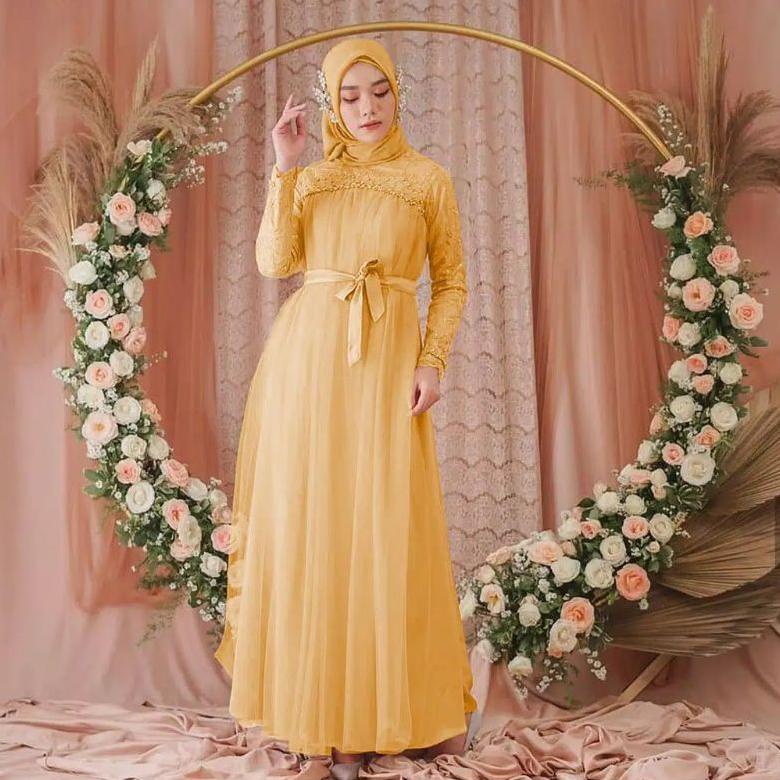 Maxi mikayla/Gamis brukat/gamis2021/gamis modern wanita/gamis /baju gamis muslim/dress wanita kekini