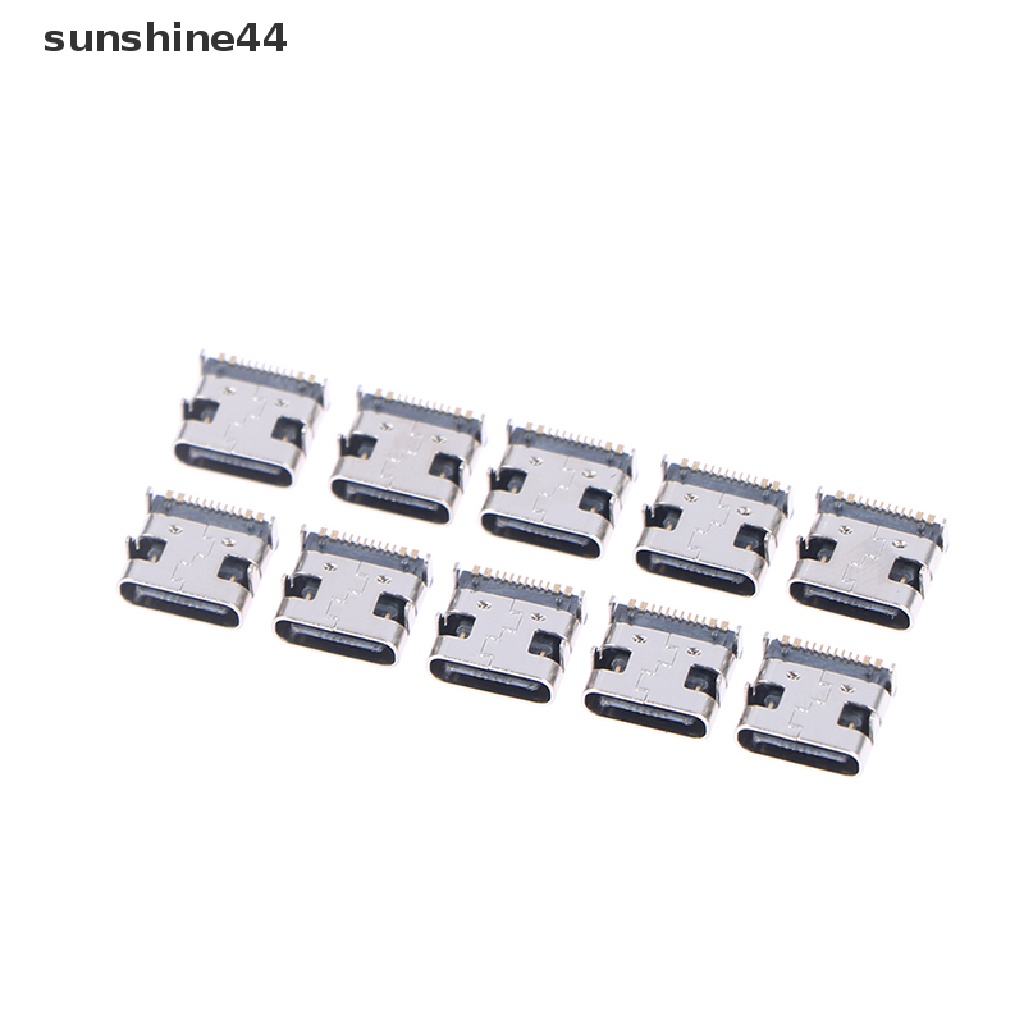 Sunshine 10Pcs Konektor Soket USB 3.1 Tipe C Female 16 Pin Untuk Charging Port Handphone