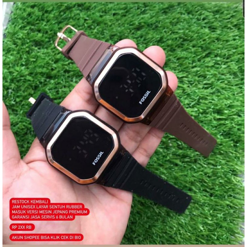 jam wanita rubber petak layar sentuh