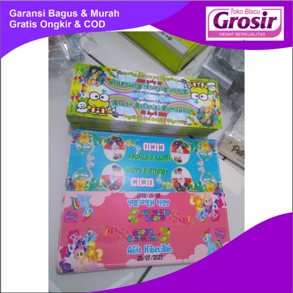 

READY GROSIR Tas Ultah Label Pastik Snack Ultah Custom di toko_blacu