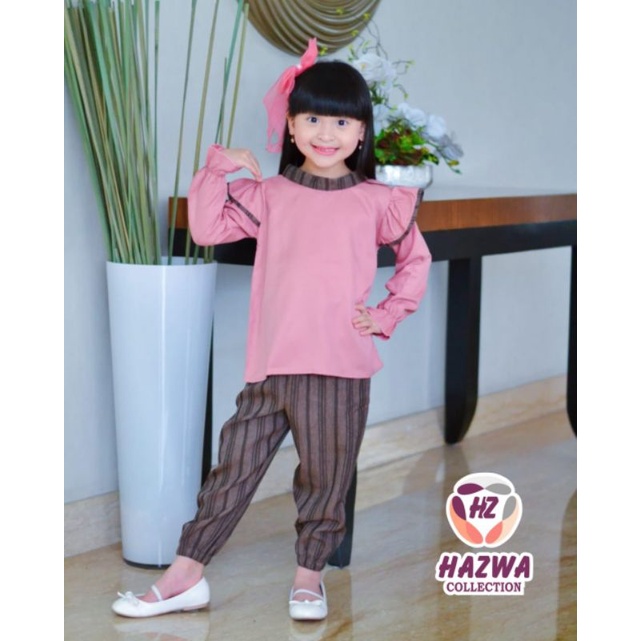 Afsheenastore Set Casual Rample Hazwa Setelan Anak Perempuan 4-10T