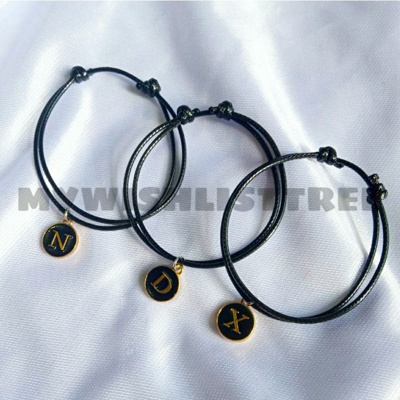 [EPOXY GOLD] GELANG TALI KOREA INISIAL EPOXY KOIN KEREN | GELANG INISIAL KOIN EMAS BULAT MURAH KEKIN