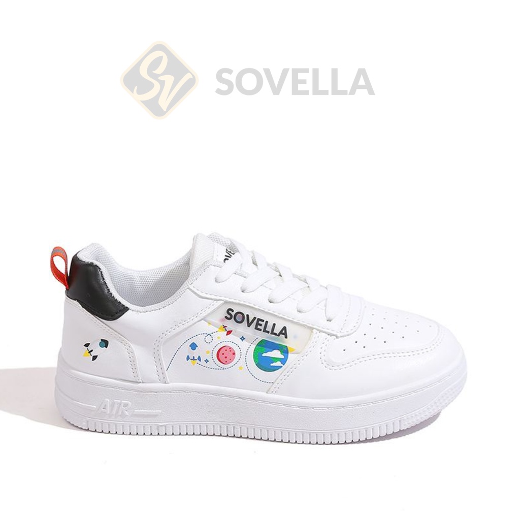SOVELLA Laura Sepatu Sneakers Olahraga Simple Putih Polos Wanita Import-Jet Black