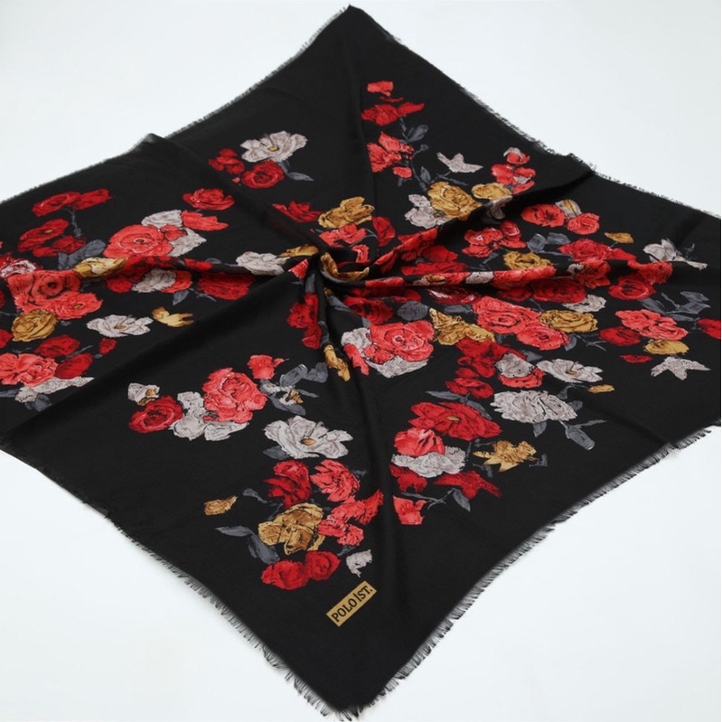 (LIMITED EDITION) Hijab Turkey Segi Empat Motif Bunga Poloist Original (136)