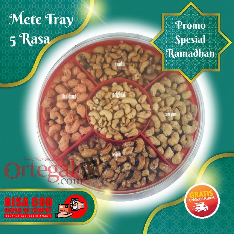 

Mete Tray 5 Rasa | Kacang Mede Premium 5 Sekat | Promo Kacang Mete Lebaran