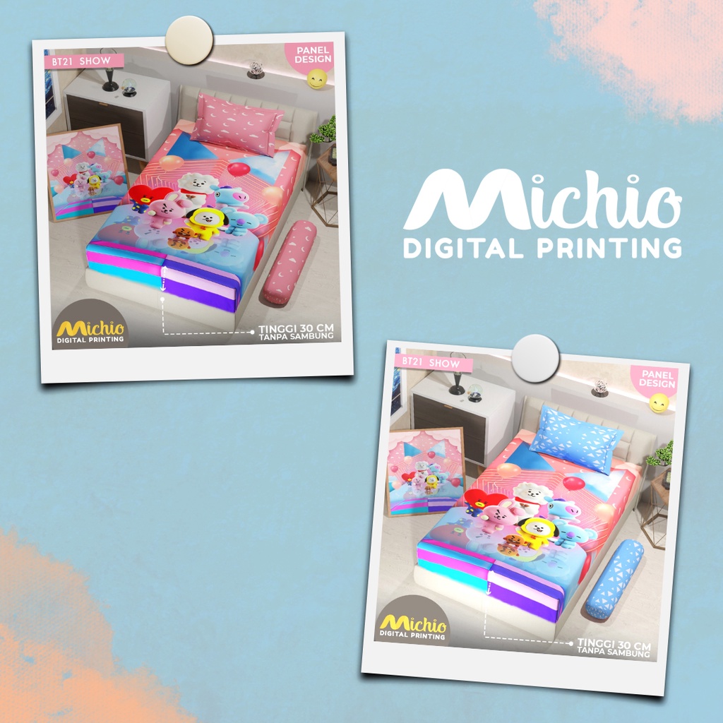 Michio Digital Printing Sprei Uk 120 T 30 - BT21 Show