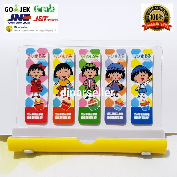 

dnrl336 STICKY NOTE PLASTIK STICK MARKER PEMBATAS BUKU MOTIF CHIBI MARUKO