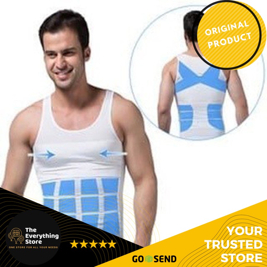 Mens Slimming Body Shaper Tank Top Kaos Korset Pelangsing Perut