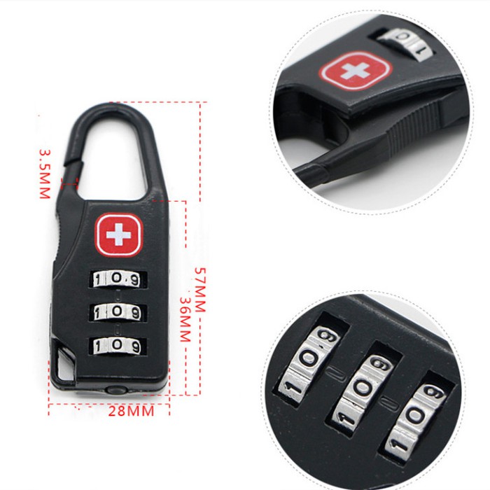 Gembok Swiss Password Code Lock Kunci Koper Kombinasi Angka Travel Bag