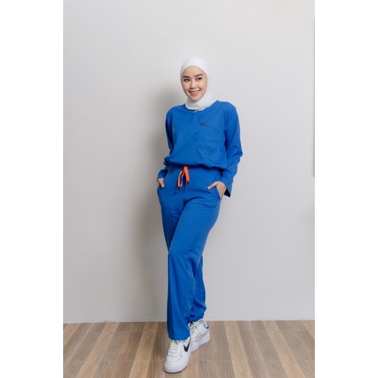 Scrub JUMBO | Baju Jaga | Baju OK/Baju Medis | Scrub Medis ANTI AIR Unisex Lengan Panjang Model Non 