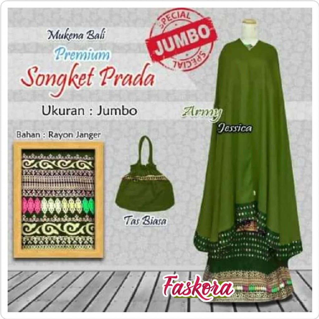 Mukena Songket Jumbo Dewasa Prade / Mukena Bali Songket Prada / Mukenah Jumbo Bali Polos Songket