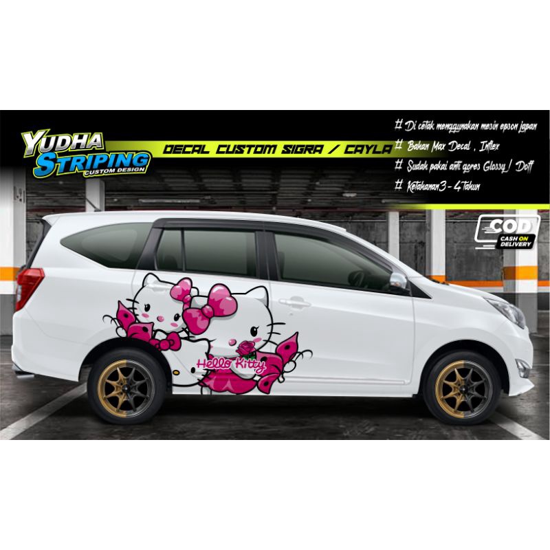 STICKER VARIASI HELLO KITTY MOBIL SIGRA,BRIO,JAZZ,DLL