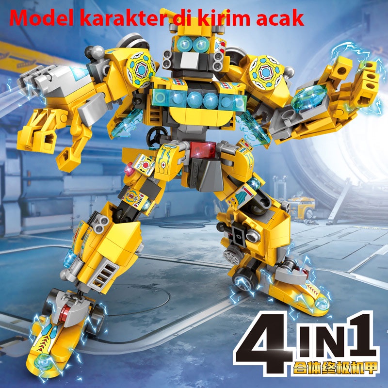 Mainan Rakit Building Blocks Robot Bumblebee Warrior Model Acak