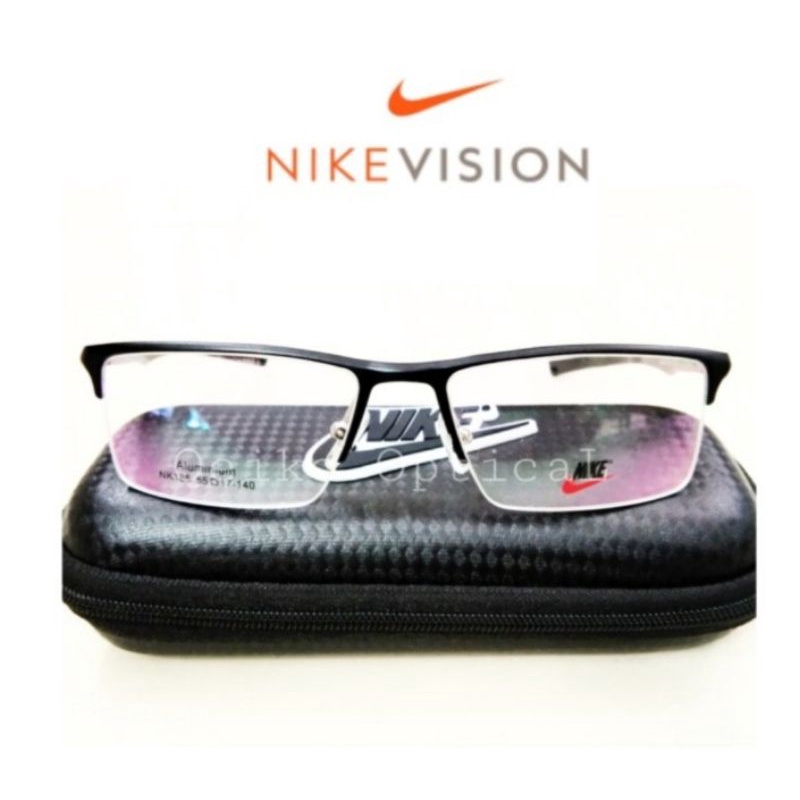 Kacamata Frame Pria Sporty Titanium Half Carbon Nike C1 M.Black - No Korosi