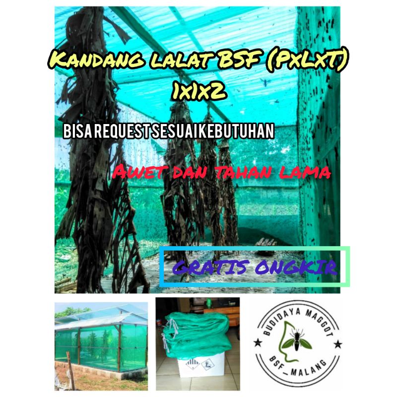 KANDANG LALAT BSF 1X1X2 SIAP PAKAI / KANDANG MAGGOT/JARING BSF PORTABLE GANTUNG/KANDANG BSF AWET