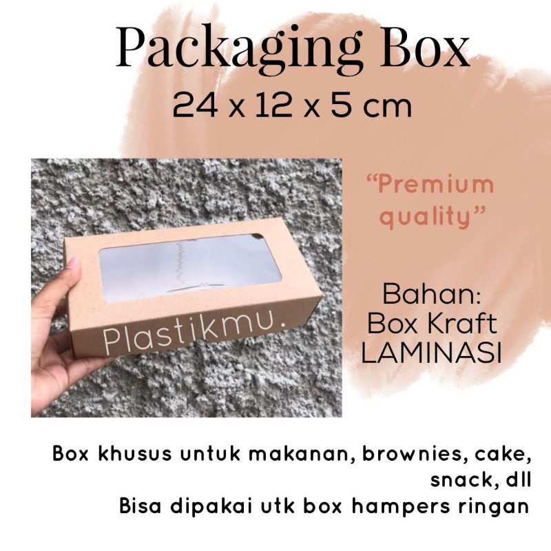 

BOX KOTAK KRAFT COKLAT (JENDELA) 24x12x5 cm // UNTUK ROTI KUE BROWNIES DUS KARDUS PRODUCT PACKAGING PRODUK PACKING BOX