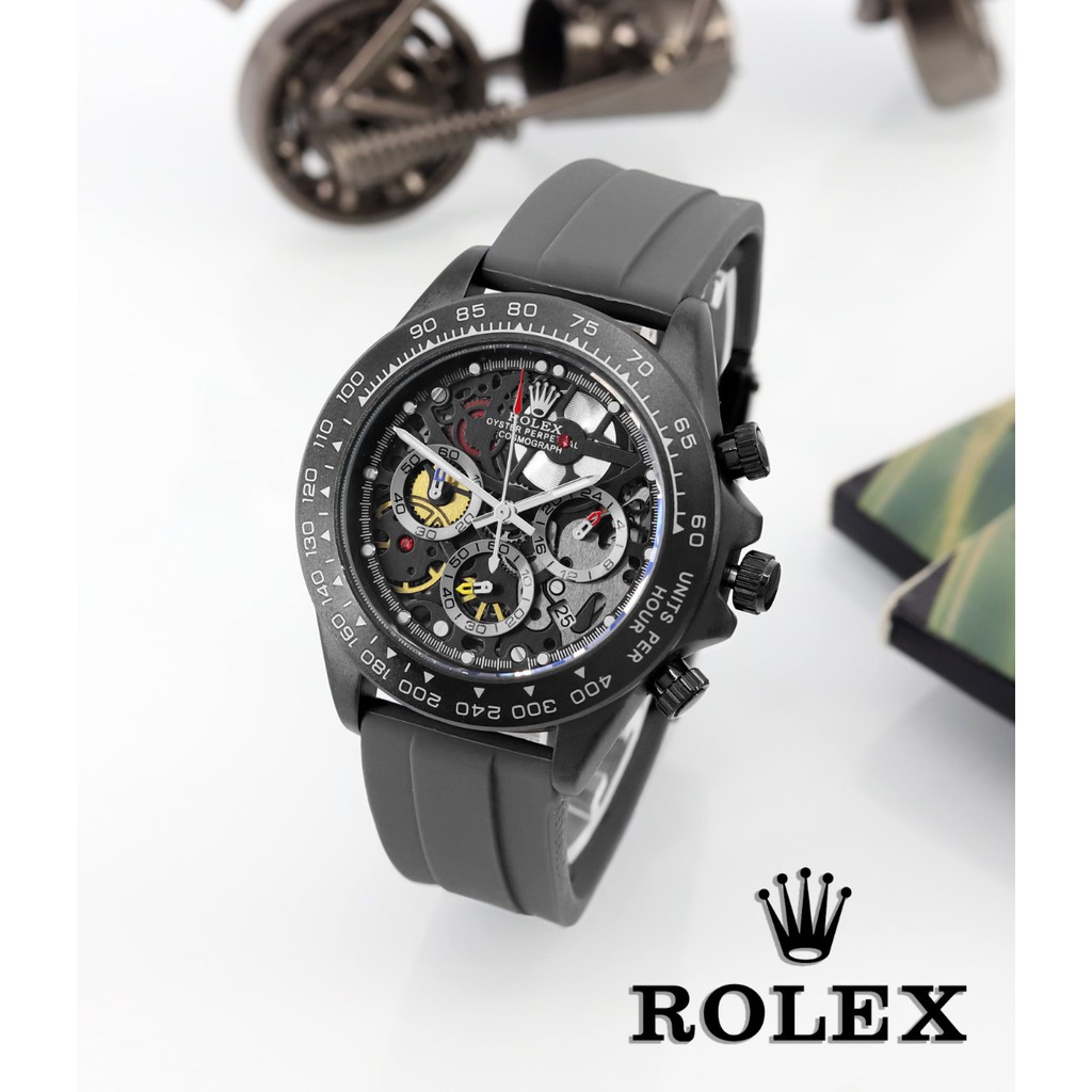 Grosiran Jam Tangan Pria 45220YL Analog Tali Rubber Tanggal Aktif Chronograph Free Baterai (COD)