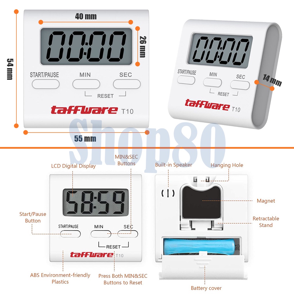 Taffware Timer Dapur Digital Kitchen Alarm Masak Countdown T10