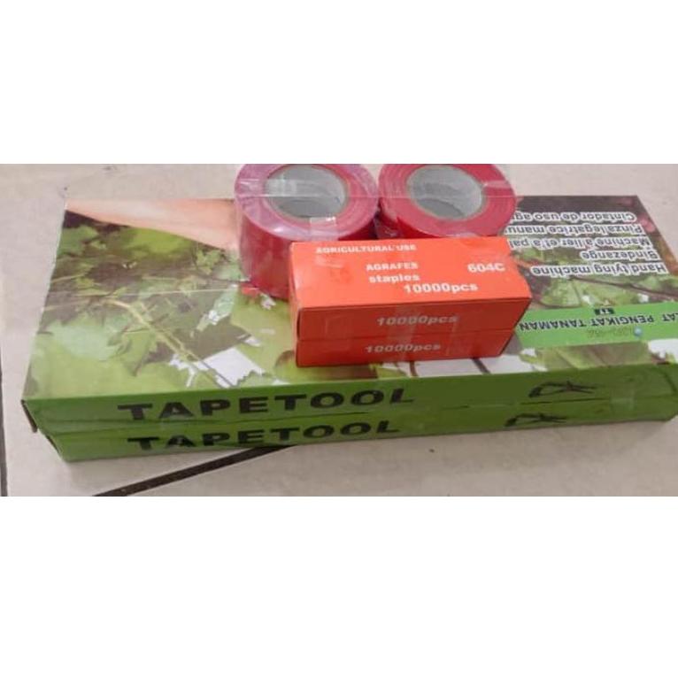 

[KODE C96BR] Paket Pita Tapetool 20 roll + Isi Staples | Tapetool Tali Tanaman Cabai Tomat Melon Cabe Semangka