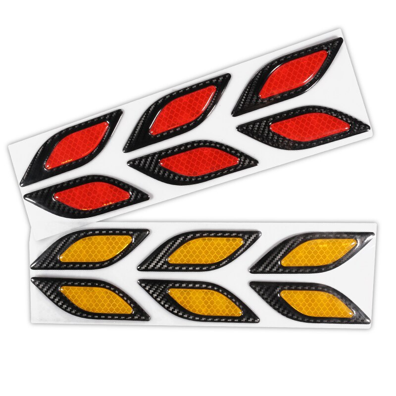 Carbon Fiber Car Sticker Warning Decal Reflective Strips 6PCS