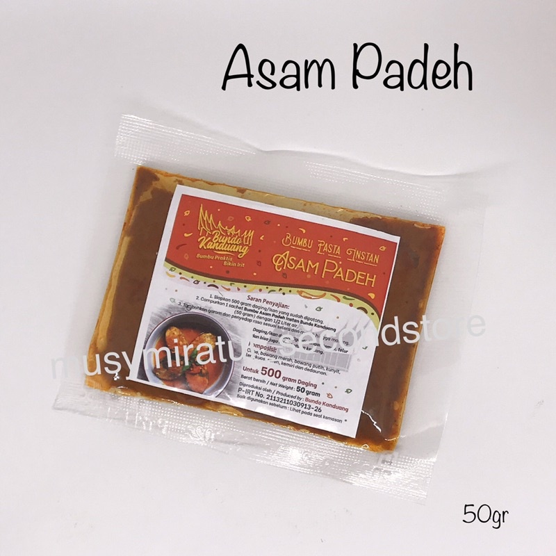 

BUMBU INSTAN ASAM PADEH BUNDO KANDUANG - BUMBU PASTA INSTAN ASLI MIANGKABAU (50gr)