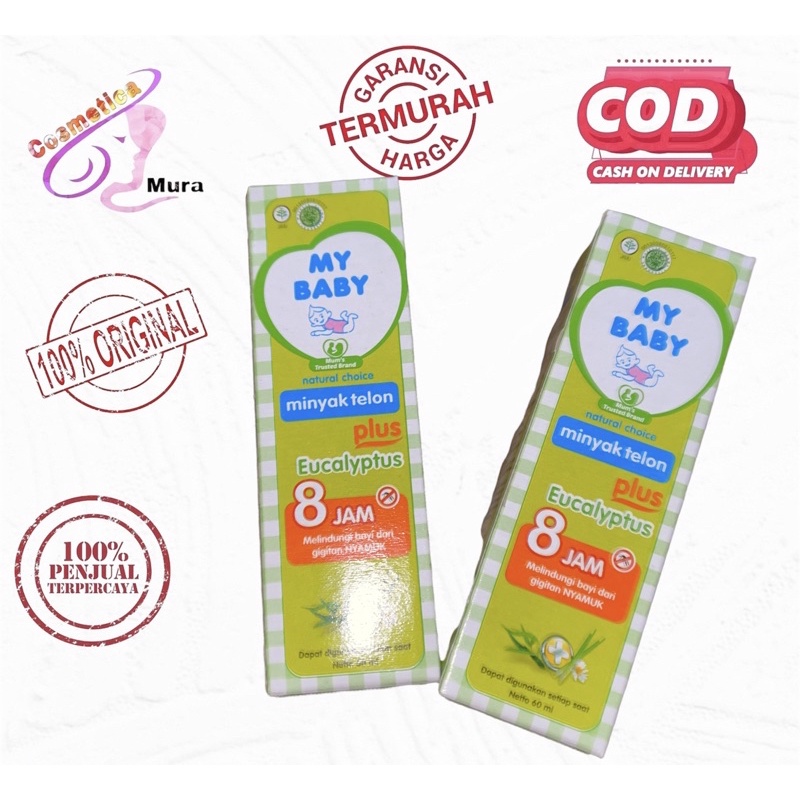 [ 60 ml ] My Baby Minyak Telon Plus Eucalyptus 8 Jam - telon bayi dengan eaucalyptus protection 30 ml